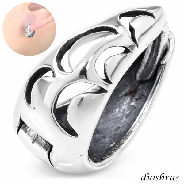 画像1: フープピアス アラベスク ゴシック ピアス リング ピアスリリー リング シルバー９２５ ピアス メンズ レディース アクセサリー フープ シルバー９２５ 片方ピアス メンズ レディース 12mm