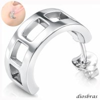 フープピアス  リング ピアス シルバーエッジ ハーフピアス カット ９２５ ピアス メンズ レディース フープ 本物シルバー９２５ 片方ピアス メンズ レディース  15mm