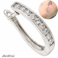 ジルコニア フープ リング シルバー９２５ ピアス メンズ レディース フープ ライン 本物シルバー９２５ 片方ピアス メンズ レディース