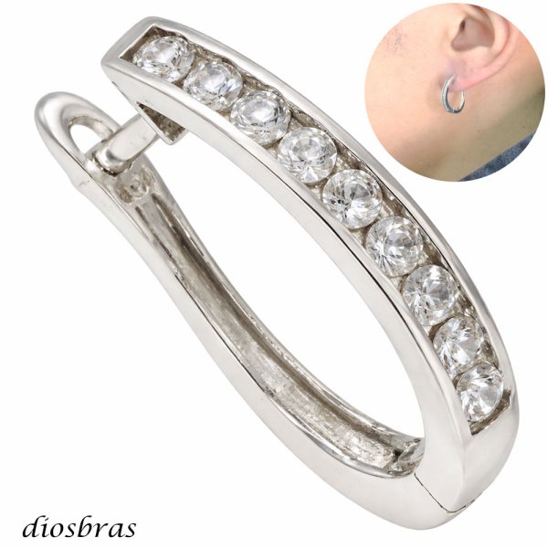 画像1: ジルコニア フープ リング シルバー９２５ ピアス メンズ レディース フープ ライン 本物シルバー９２５ 片方ピアス メンズ レディース