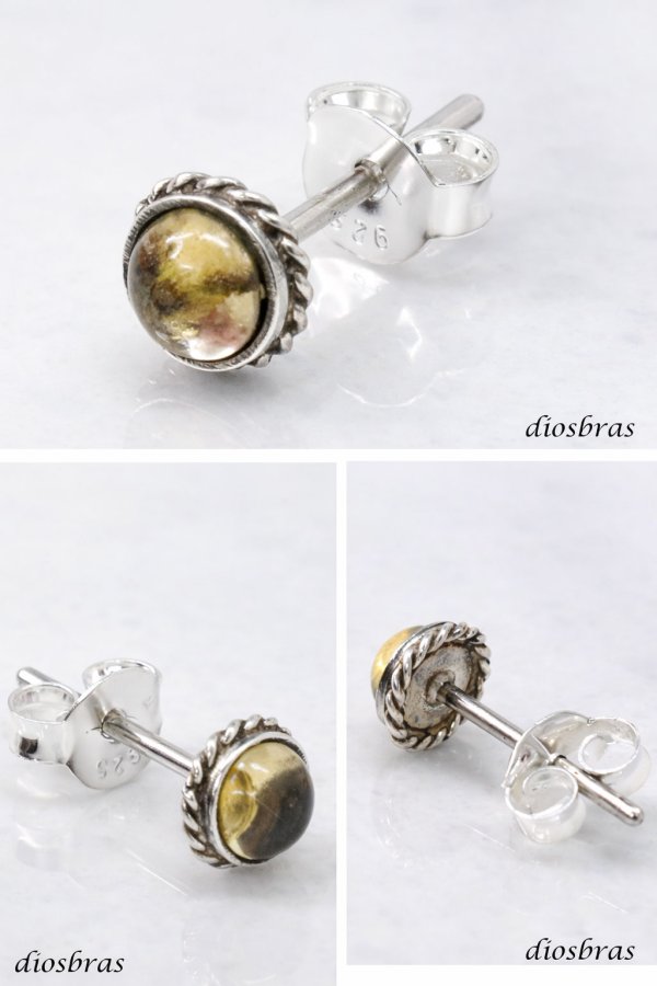 画像2: シトリン ピアス シルバー925  ピアス 丸 片方 パワーストーン ピアス片耳 片方販売ピアス メンズ レディース ワンポイント