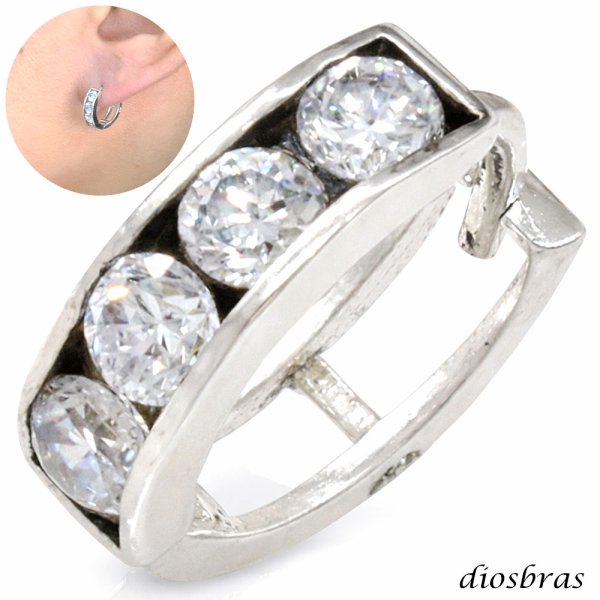 画像1: ジルコニア リング フープ シルバー９２５ ピアス メンズ レディース ピアス イヤリング アクセサリー フープ シルバー９２５ 片方ピアス メンズ レディース 12mm