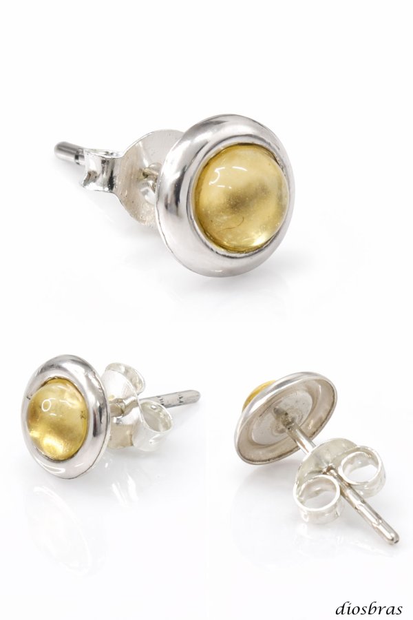 画像2: シトリン ピアス シルバー925  ピアス 丸 片方 パワーストーン ピアス片耳 片方販売ピアス メンズ レディース ワンポイント