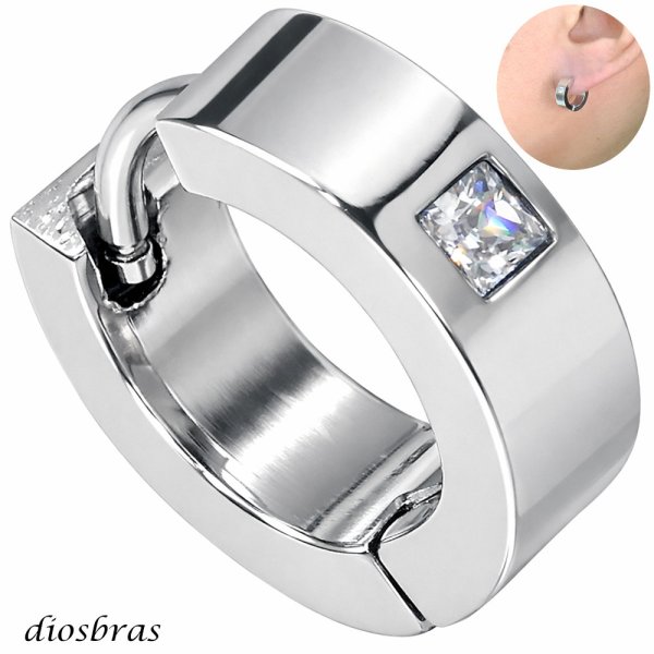 画像1: ステンレス フープピアス ジルコニア シルバー 金属アレルギー対応 メタル素材 シンプル 小さめ フープ ループ リング 輪っか ピアス アクセサリー メンズ レディース 中折れ式 13mm