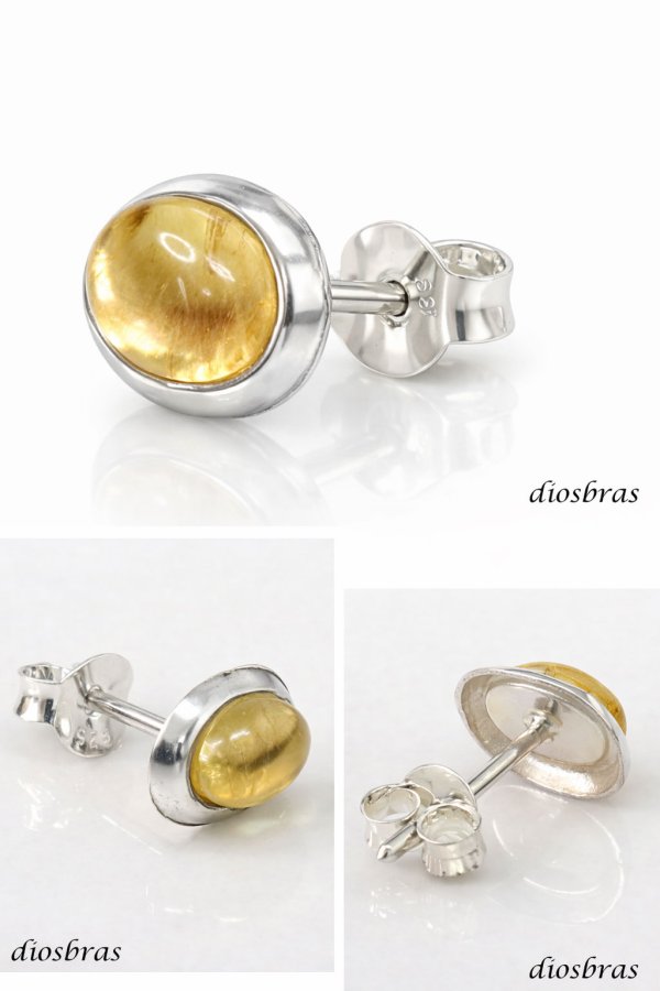 画像2: シトリン ピアス シルバー925  ピアス 丸 片方 パワーストーン ピアス片耳 片方販売ピアス メンズ レディース ワンポイント