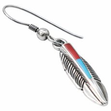 画像10: メンズピアス  シルバーアクセサリー  シルバー925 ピアス  バラ売り 片耳のみ  ターコイズ　イミテーション オパール 赤珊瑚 パウアシェル　シェル イーグル ドロップピアス (10)