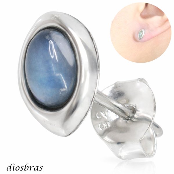 画像1: オパール ピアス イミテーションオパール ワンポイント しずく 雫 本物シルバー925  ピアス 片方 パワーストーン ピアス片耳 片方販売ピアス メンズ レディース イヤリング