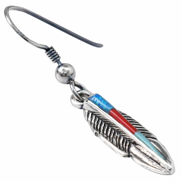 画像9: メンズピアス  シルバーアクセサリー  シルバー925 ピアス  バラ売り 片耳のみ  ターコイズ　イミテーション オパール 赤珊瑚 パウアシェル　シェル イーグル ドロップピアス