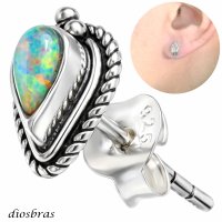 オパール ピアス イミテーションオパール ワンポイント しずく 雫 本物シルバー925  ピアス 片方 パワーストーン ピアス片耳 片方販売ピアス メンズ レディース イヤリング