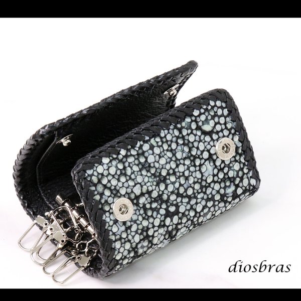 画像5: キーケース　6連　ガルーシャ　スティングレイ メンズ レディース 本革 スティングレー スター エイ革 梅花皮 かいらぎ イバラエイ  スタースティングレー バイカー 牛革 ハンドメイド 三つ折り財布 財布 レザーウォレット ウォレット バイカー ハーフウォレット