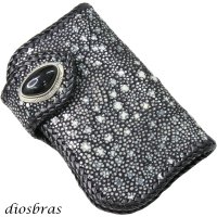 メンズ 二つ折り財布 バイカーズウォレット  イバラエイ ミドル ハーフウォレット シンプル レザーウォレット 本革 カットスティングレイ エイ 革 シルバー９２５コンチョ 革財布 皮財布 ロングウォレット 天然皮革 天然皮革 梅花皮 かいらぎ メンズ 長財布 ガルーシャ