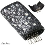 キーケース　6連　ガルーシャ　スティングレイ メンズ レディース 本革 スティングレー スター エイ革 梅花皮 かいらぎ イバラエイ  スタースティングレー バイカー 牛革 ハンドメイド 三つ折り財布 財布 レザーウォレット ウォレット バイカー ハーフウォレット