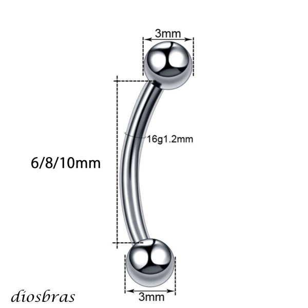 画像2: バナナバーベル  ボディーピアス ステンレス メンズ 16G 16ゲージ 鼻ピアス　軟骨ピアス つけっぱなし トラガス 軟骨ピアス ボディーピアス 耳たぶ 舌ピ へそピアス インダストリアル ファーストピアス セカンドピアス