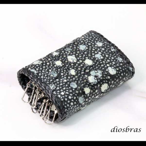 画像5: キーケース　6連　ガルーシャ　スティングレイ メンズ レディース 本革 スティングレー スター エイ革 梅花皮 かいらぎ イバラエイ  スタースティングレー バイカー 牛革 ハンドメイド 三つ折り財布 財布 レザーウォレット ウォレット バイカー ハーフウォレット