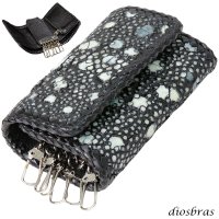 キーケース　6連　ガルーシャ　スティングレイ メンズ レディース 本革 スティングレー スター エイ革 梅花皮 かいらぎ イバラエイ  スタースティングレー バイカー 牛革 ハンドメイド 三つ折り財布 財布 レザーウォレット ウォレット バイカー ハーフウォレット