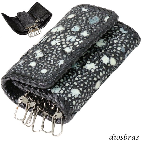 画像1: キーケース　6連　ガルーシャ　スティングレイ メンズ レディース 本革 スティングレー スター エイ革 梅花皮 かいらぎ イバラエイ  スタースティングレー バイカー 牛革 ハンドメイド 三つ折り財布 財布 レザーウォレット ウォレット バイカー ハーフウォレット