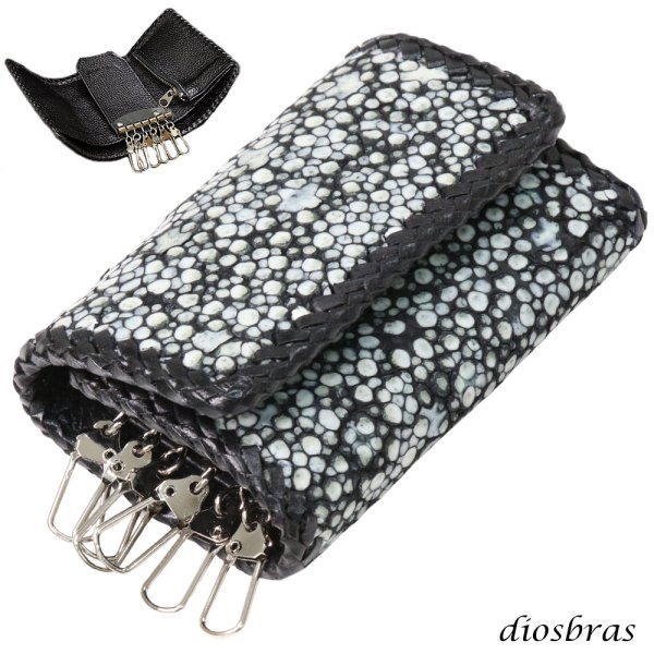 画像1: キーケース　6連　ガルーシャ　スティングレイ メンズ レディース 本革 スティングレー スター エイ革 梅花皮 かいらぎ イバラエイ  スタースティングレー バイカー 牛革 ハンドメイド 三つ折り財布 財布 レザーウォレット ウォレット バイカー ハーフウォレット