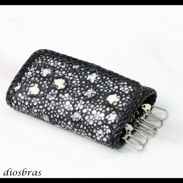 画像7: キーケース　6連　ガルーシャ　スティングレイ メンズ レディース 本革 スティングレー スター エイ革 梅花皮 かいらぎ イバラエイ  スタースティングレー バイカー 牛革 ハンドメイド 三つ折り財布 財布 レザーウォレット ウォレット バイカー ハーフウォレット