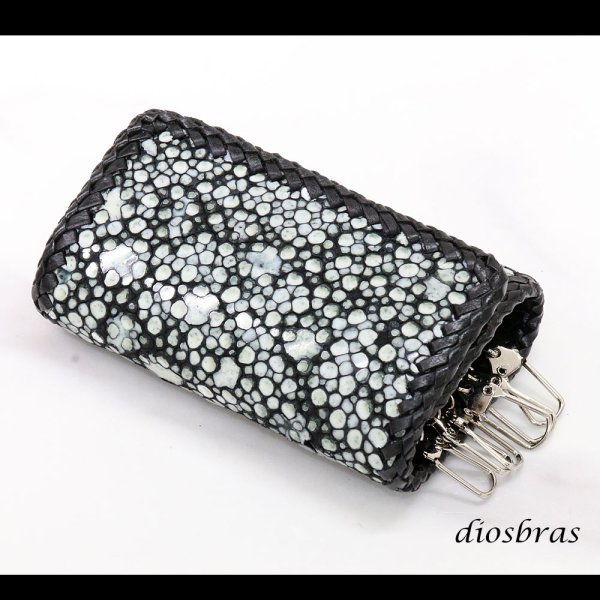 画像7: キーケース　6連　ガルーシャ　スティングレイ メンズ レディース 本革 スティングレー スター エイ革 梅花皮 かいらぎ イバラエイ  スタースティングレー バイカー 牛革 ハンドメイド 三つ折り財布 財布 レザーウォレット ウォレット バイカー ハーフウォレット