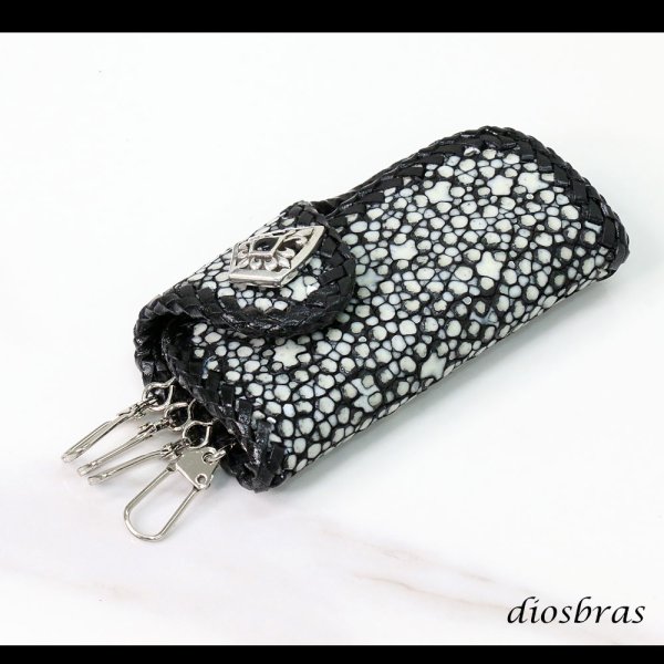 画像8: キーケース　４連　ガルーシャ　スティングレイ メンズ レディース 本革 スティングレー スター エイ革 梅花皮 かいらぎ イバラエイ ガルーシャ   スタースティングレー バイカー 牛革 ハンドメイド　コンチョ