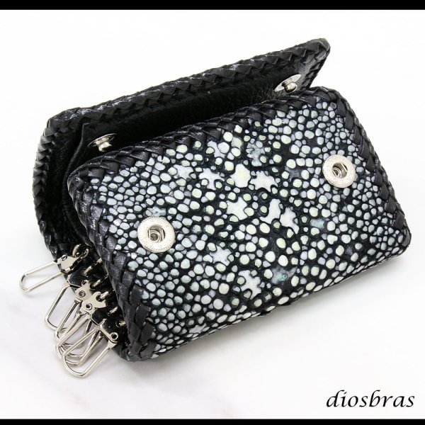 画像5: キーケース　6連　ガルーシャ　スティングレイ メンズ レディース 本革 スティングレー スター エイ革 梅花皮 かいらぎ イバラエイ  スタースティングレー バイカー 牛革 ハンドメイド 三つ折り財布 財布 レザーウォレット ウォレット バイカー ハーフウォレット