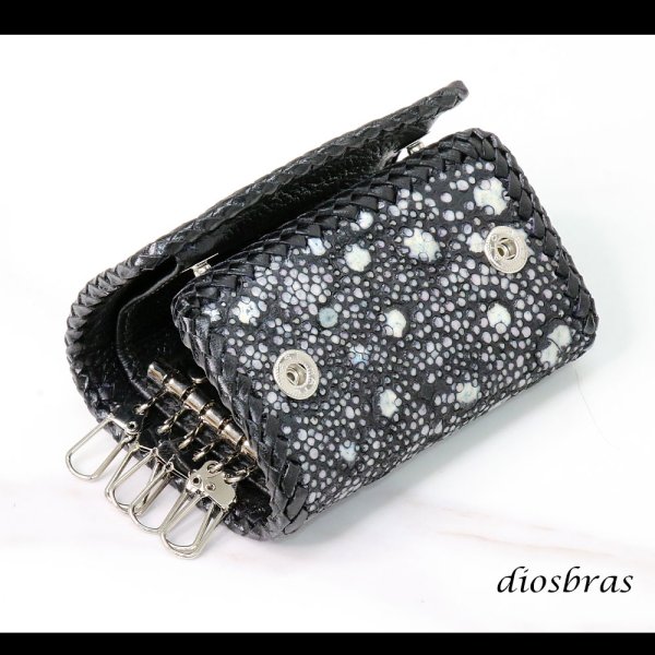 画像5: キーケース　6連　ガルーシャ　スティングレイ メンズ レディース 本革 スティングレー スター エイ革 梅花皮 かいらぎ イバラエイ  スタースティングレー バイカー 牛革 ハンドメイド 三つ折り財布 財布 レザーウォレット ウォレット バイカー ハーフウォレット