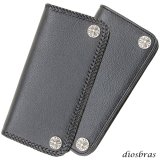 長財布 クロス トラッカーウォレット シルバー925製 コンチョ 十字架 レザーウォレット 革財布 本革 レザー シュリンクレザー かぶせ財布 ウォレット ハンドメイド 牛革 レディース おしゃれ スリム メンズ長財布  男性 女性 メンズ財布 ファスナー カード収納 大容量