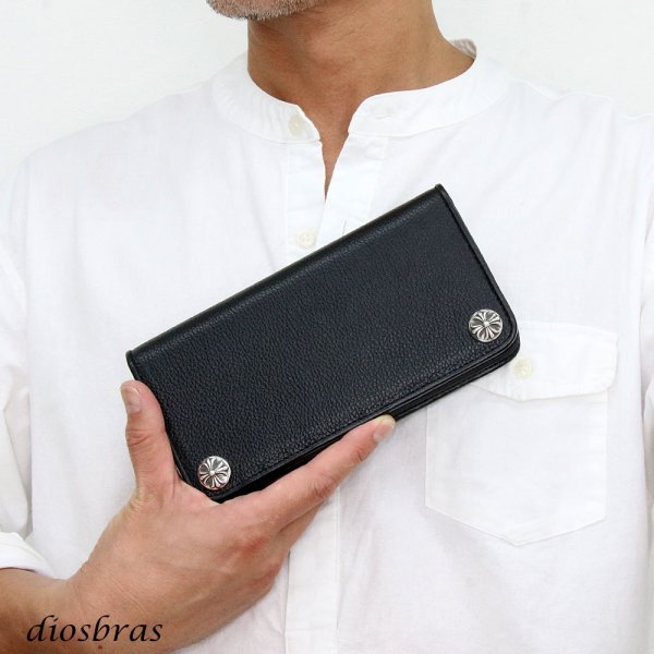 画像10: 長財布 クロス トラッカーウォレット シルバー925製 コンチョ 十字架 レザーウォレット 革財布 本革 レザー シュリンクレザー かぶせ財布 ウォレット ハンドメイド 牛革 レディース おしゃれ スリム メンズ長財布  男性 女性 メンズ財布 ファスナー カード収納 大容量