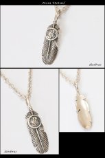 画像2: シルバー925素材 フェザー トップ フェザーネックレス ハンドメイドネックレス インディアンフェイス インディアンジュエリー ネイティブ シルバー925ペンダント フェザー イーグル  パーツ ネックレス メンズ レディース 深堀り仕上げ (2)