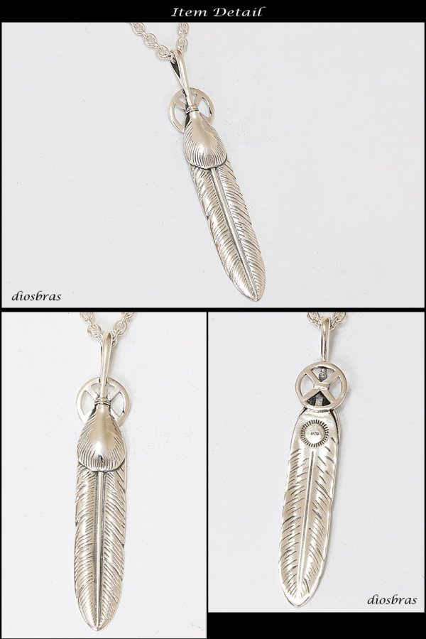 画像2: シルバー925素材 フェザー トップ ハートフェザー フェザーネックレス ハンドメイドネックレス インディアンジュエリー ネイティブ シルバー925ペンダント フェザー イーグル  パーツ ネックレス メンズ レディース 大