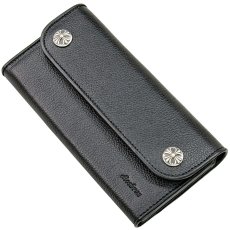 画像11: 長財布 クロス トラッカーウォレット シルバー925製 コンチョ 十字架 レザーウォレット 革財布 本革 レザー シュリンクレザー かぶせ財布 ウォレット ハンドメイド 牛革 レディース おしゃれ スリム メンズ長財布  男性 女性 メンズ財布 ファスナー カード収納 大容量 (11)