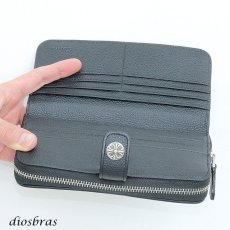 画像9: 長財布 クロス トラッカーウォレット シルバー925製 コンチョ 十字架 レザーウォレット 革財布 本革 レザー シュリンクレザー かぶせ財布 ウォレット ハンドメイド 牛革 レディース おしゃれ スリム メンズ長財布  男性 女性 メンズ財布 ファスナー カード収納 大容量 (9)