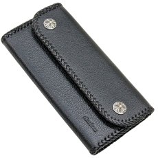 画像12: 長財布 クロス トラッカーウォレット シルバー925製 コンチョ 十字架 レザーウォレット 革財布 本革 レザー シュリンクレザー かぶせ財布 ウォレット ハンドメイド 牛革 レディース おしゃれ スリム メンズ長財布  男性 女性 メンズ財布 ファスナー カード収納 大容量 (12)