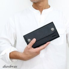 画像9: 長財布 クロス トラッカーウォレット シルバー925製 コンチョ 十字架 レザーウォレット 革財布 本革 レザー シュリンクレザー かぶせ財布 ウォレット ハンドメイド 牛革 レディース おしゃれ スリム メンズ長財布  男性 女性 メンズ財布 ファスナー カード収納 大容量 (9)
