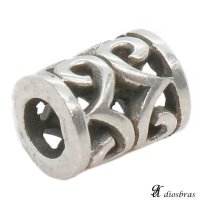 ビーズ シルバー シルバー925 ビーズ アクセサリー ハンドメイド パーツ アラベスク トライバル 唐草 縦9.5mm 直径6 1mm 穴径4 1mm  メール便全国送料無料