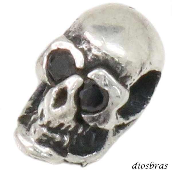 画像1: ビーズ シルバー シルバー925 ビーズ アクセサリー ハンドメイド パーツ スカル ハンド 骸骨 髑髏 ドクロ クロス 十字架 トリプルクラウン ゴシック アラベスク 縦mm 直径mm 穴径mm  ブラックジルコニア