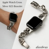 アップルウォッチ  シルバー925 バンド  ブレス　クロス　十字架  メンズ apple watch  高級 一体型 　高級ベルト ベルト 44mm 45mm  46mm 49mm シリーズ10  おしゃれ
