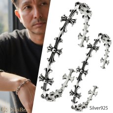 画像1: バングル  クロス 十字架 シルバーアクセサリー メンズ シルバーバングル シルバー925 メンズアクセサリー プレゼントに人気 (1)
