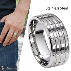 画像1: ステンレス  リング  エッジライン リング シルバー 金属アレルギー対応 光沢 リング アクセサリー メンズ レディース (1)