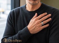 画像6: ステンレス  リング チェーン　フロスト加工　マット仕上げ　エッジライン リング シルバー 金属アレルギー対応 光沢 ゴールド 金 リング アクセサリー メンズ レディース (6)