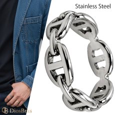 画像1: ステンレス  リング  アンカー チェーン マリーン　マリーナ リング シルバー 金属アレルギー対応 光沢 リング アクセサリー メンズ レディース (1)