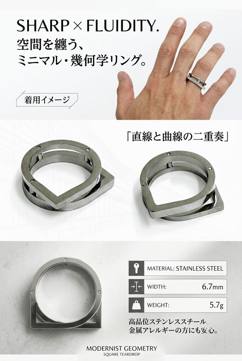 画像3: ２連ステンレス  リング  チェーン リンク シルバー 金属アレルギー対応 光沢 リング アクセサリー メンズ レディース (3)