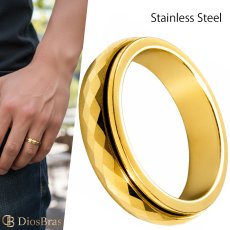 画像1: ステンレス  リング  エッジライン  スピナー 回転リング ブリリアントカット リング シルバー 金属アレルギー対応 光沢 リング アクセサリー メンズ レディース (1)