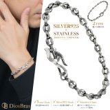 ステンレス 馬蹄 シルバー925 フック デザインチェーン チェーン ブレスレット シンプル    シルバーメンズ レディース 女性 腕輪 金属アレルギー対応