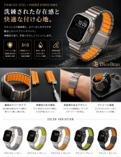 画像3: アップルウォッチ バンド  ベルト apple watch ステンレス バンド 49mm 44mm/45mm/46ｍｍ ULTRA ウルトラ バンド ベルト ラバーバンド 高級  RUBBER おしゃれ マグネットバックル バタフライバックル ブラック オレンジ メンズ  スポーツ　シリコン   6 /7/8/ULTRA/SE (3)