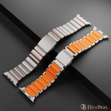 画像8: アップルウォッチ バンド  ベルト apple watch ステンレス バンド 49mm 44mm/45mm/46ｍｍ ULTRA ウルトラ バンド ベルト ラバーバンド 高級  RUBBER おしゃれ マグネットバックル バタフライバックル ブラック オレンジ メンズ  スポーツ　シリコン   6 /7/8/ULTRA/SE (8)