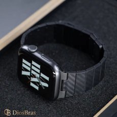 画像6: アップルウォッチ　カーボンファイバー バンド  カーボン ベルト apple watch ステンレス バンド 49mm 44mm/45mm/46ｍｍ ULTRA ウルトラ バンド ベルト  高級  マグネットバンド ブラック メンズ  スポーツ   6 /7/8/9/10/11/ULTRA/SE ステンレススチール (6)