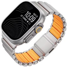 画像11: アップルウォッチ バンド  ベルト apple watch ステンレス バンド 49mm 44mm/45mm/46ｍｍ ULTRA ウルトラ バンド ベルト ラバーバンド 高級  RUBBER おしゃれ マグネットバックル バタフライバックル ブラック オレンジ メンズ  スポーツ　シリコン   6 /7/8/ULTRA/SE (11)