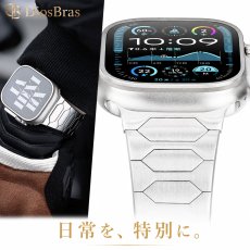 画像1: アップルウォッチ バンド  ベルト apple watch ステンレス バンド 49mm 44mm/45mm/46ｍｍ ULTRA ウルトラ バンド ベルト  高級  バタフライバックル ブラック オレンジ メンズ  スポーツ   6 /7/8/9/10/11/ULTRA/SE ステンレススチール (1)