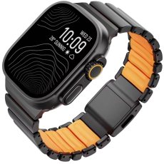 画像12: アップルウォッチ バンド  ベルト apple watch ステンレス バンド 49mm 44mm/45mm/46ｍｍ ULTRA ウルトラ バンド ベルト ラバーバンド 高級  RUBBER おしゃれ マグネットバックル バタフライバックル ブラック オレンジ メンズ  スポーツ　シリコン   6 /7/8/ULTRA/SE (12)